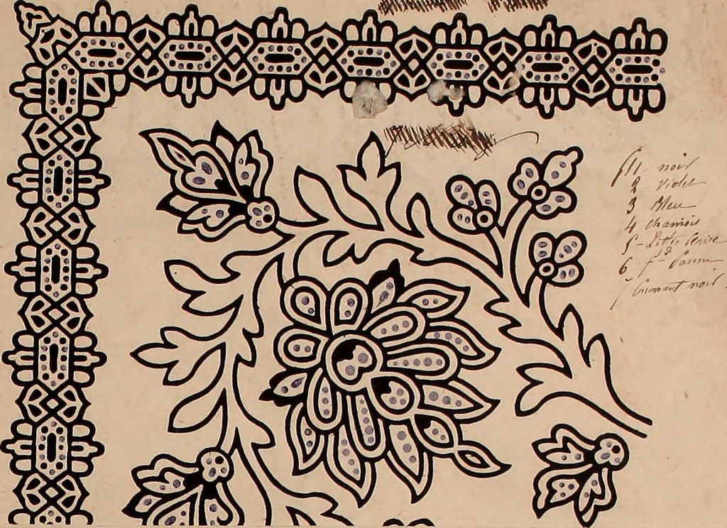 An illustration from [French textiles], 1863, leaf 136