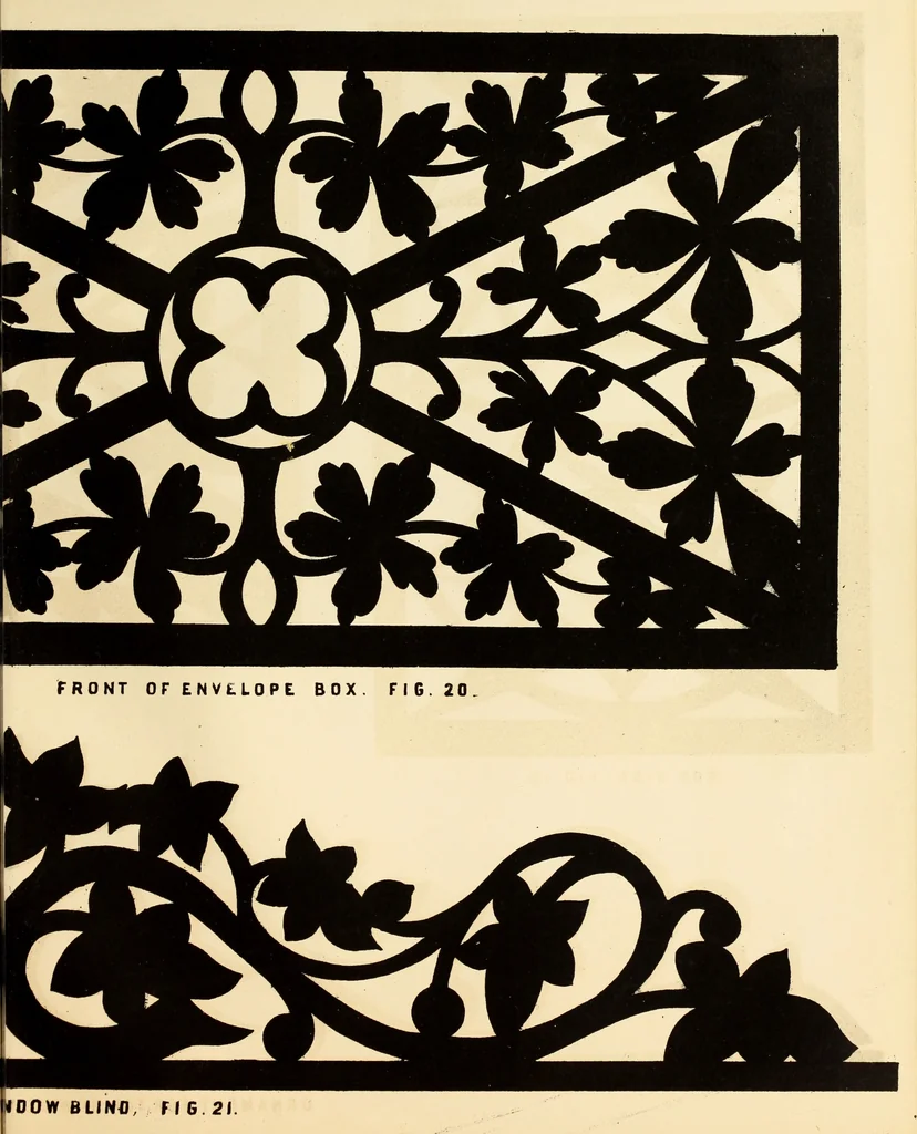 An illustration from Fret cutting and perforated carving : with practical instructions / by W. Bemrose, Jun, 1867, leaf 46