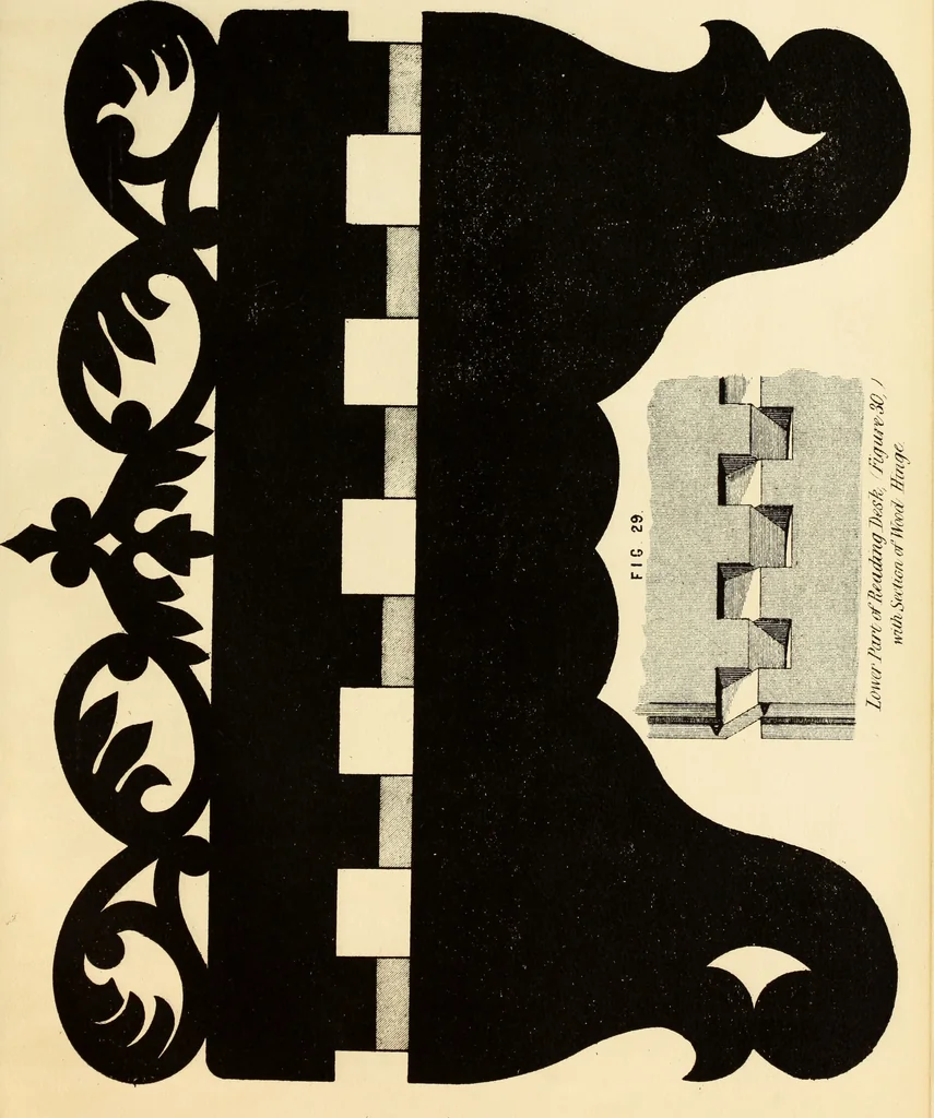 An illustration from Fret cutting and perforated carving : with practical instructions / by W. Bemrose, Jun, 1867, leaf 60
