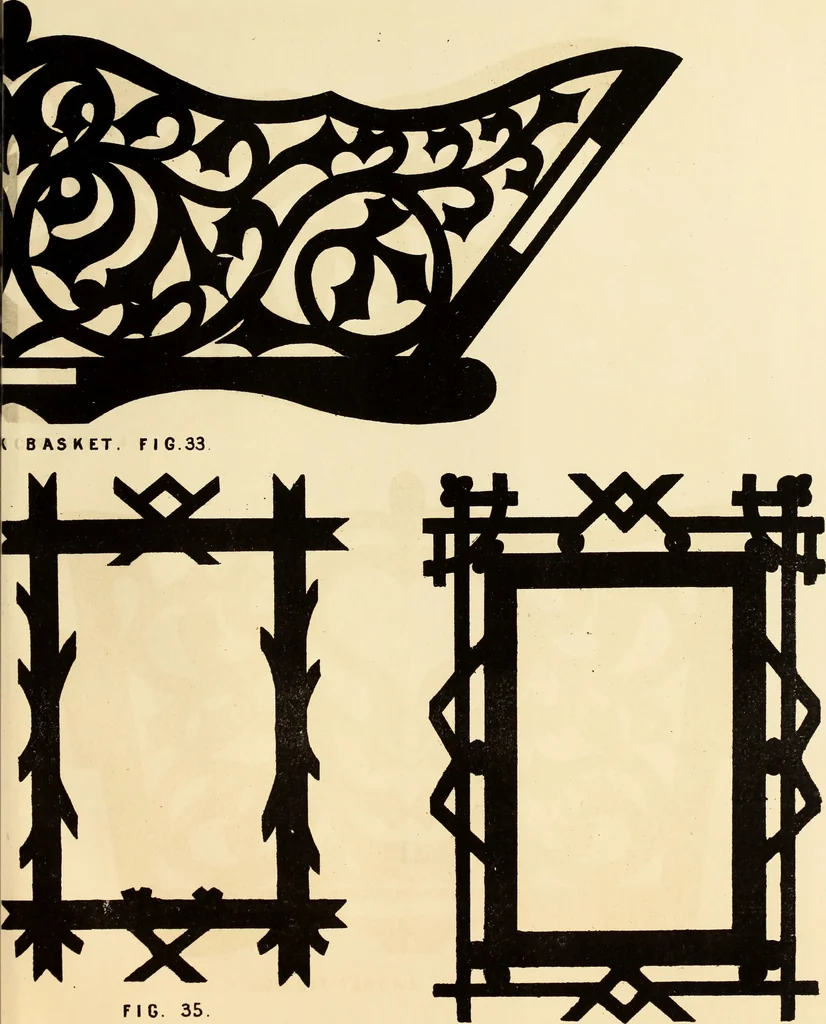 An illustration from Fret cutting and perforated carving : with practical instructions / by W. Bemrose, Jun, 1867, leaf 66