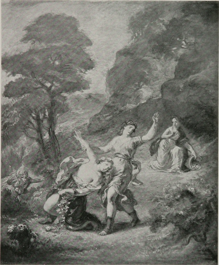 An illustration from Group of twenty-four paintings of the French, Spanish, German and American schools [electronic resource], 1908, leaf 18