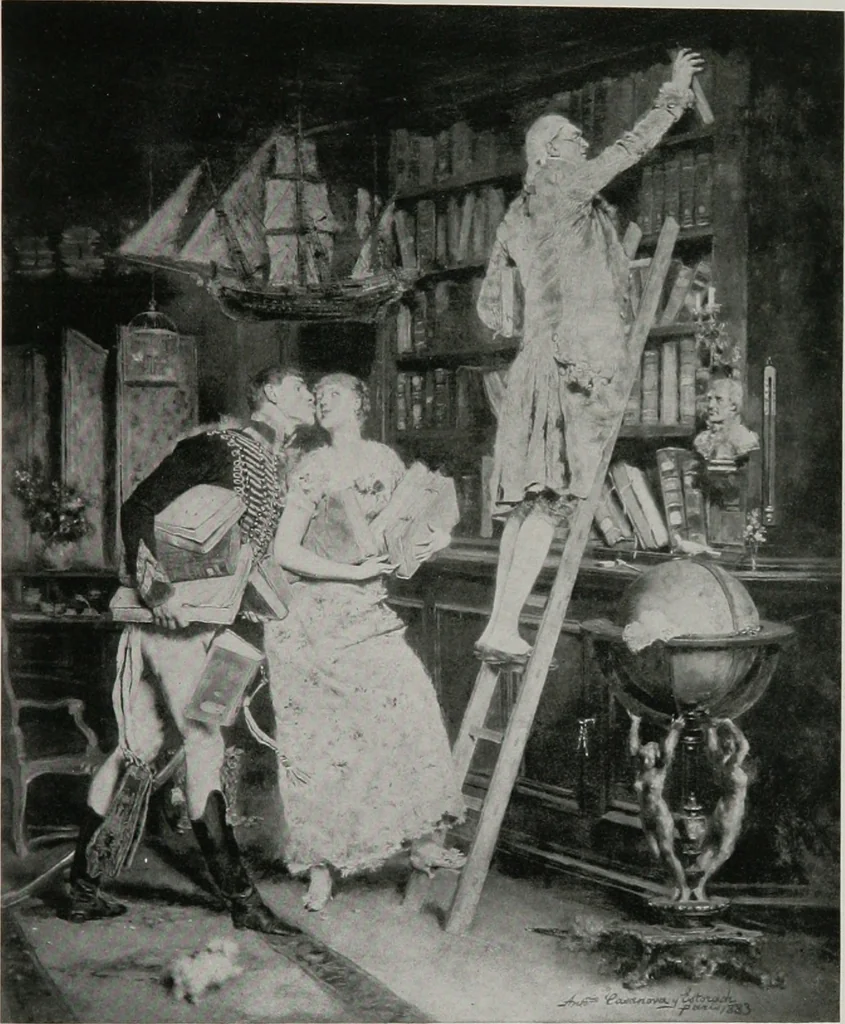 An illustration from Group of twenty-four paintings of the French, Spanish, German and American schools [electronic resource], 1908, leaf 44