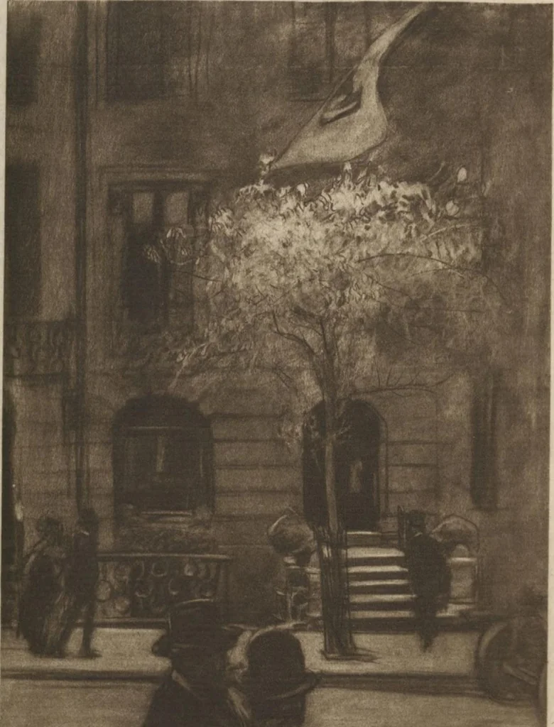 An illustration from The Salmagundi Club, being a history of its beginning as a sketch class, its public service as the Black and White Society, and its career as a club from 1871-1918, with illustrations [electronic resource], 1918, leaf 101