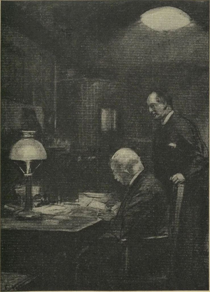 An illustration from The Salmagundi Club, being a history of its beginning as a sketch class, its public service as the Black and White Society, and its career as a club from 1871-1918, with illustrations [electronic resource], 1918, leaf 107