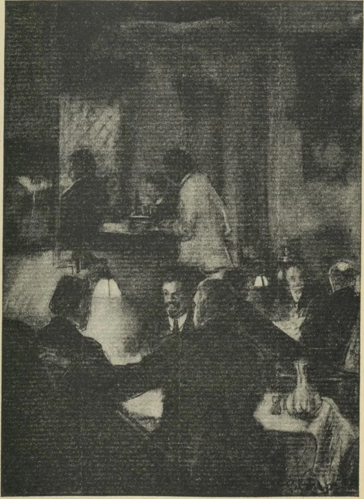 An illustration from The Salmagundi Club, being a history of its beginning as a sketch class, its public service as the Black and White Society, and its career as a club from 1871-1918, with illustrations [electronic resource], 1918, leaf 113