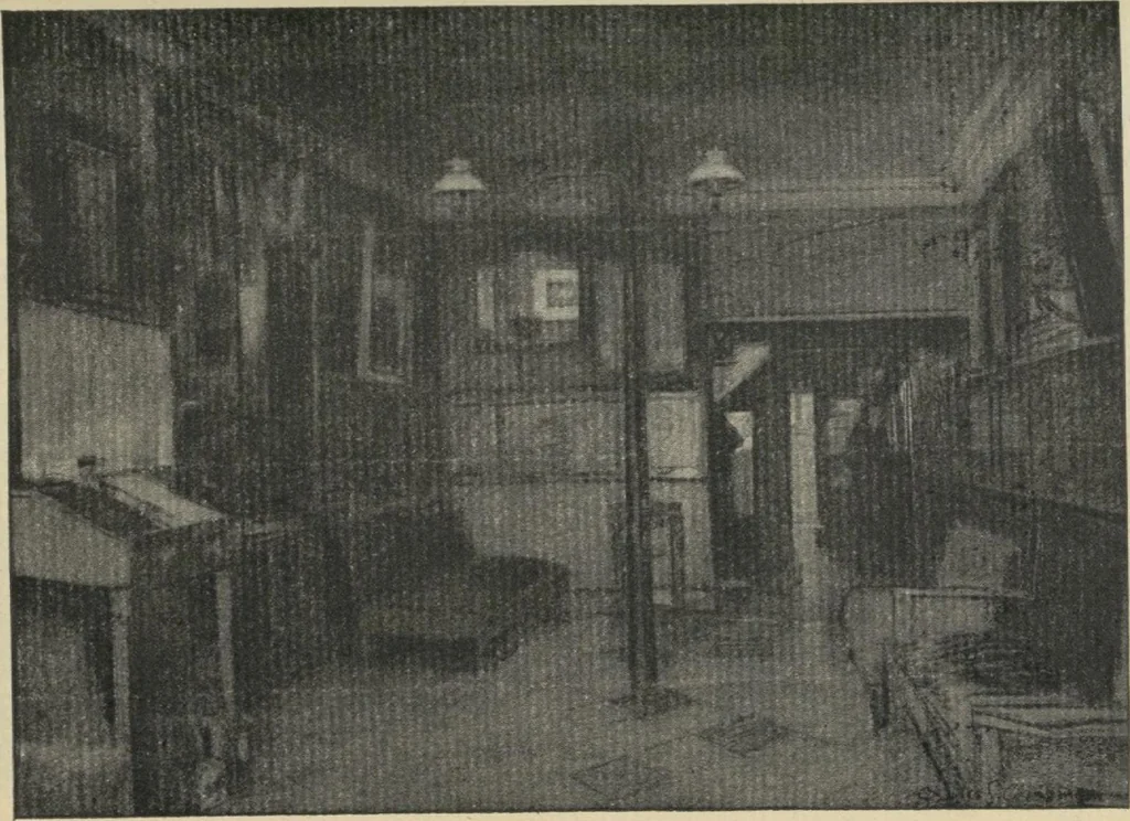 An illustration from The Salmagundi Club, being a history of its beginning as a sketch class, its public service as the Black and White Society, and its career as a club from 1871-1918, with illustrations [electronic resource], 1918, leaf 118