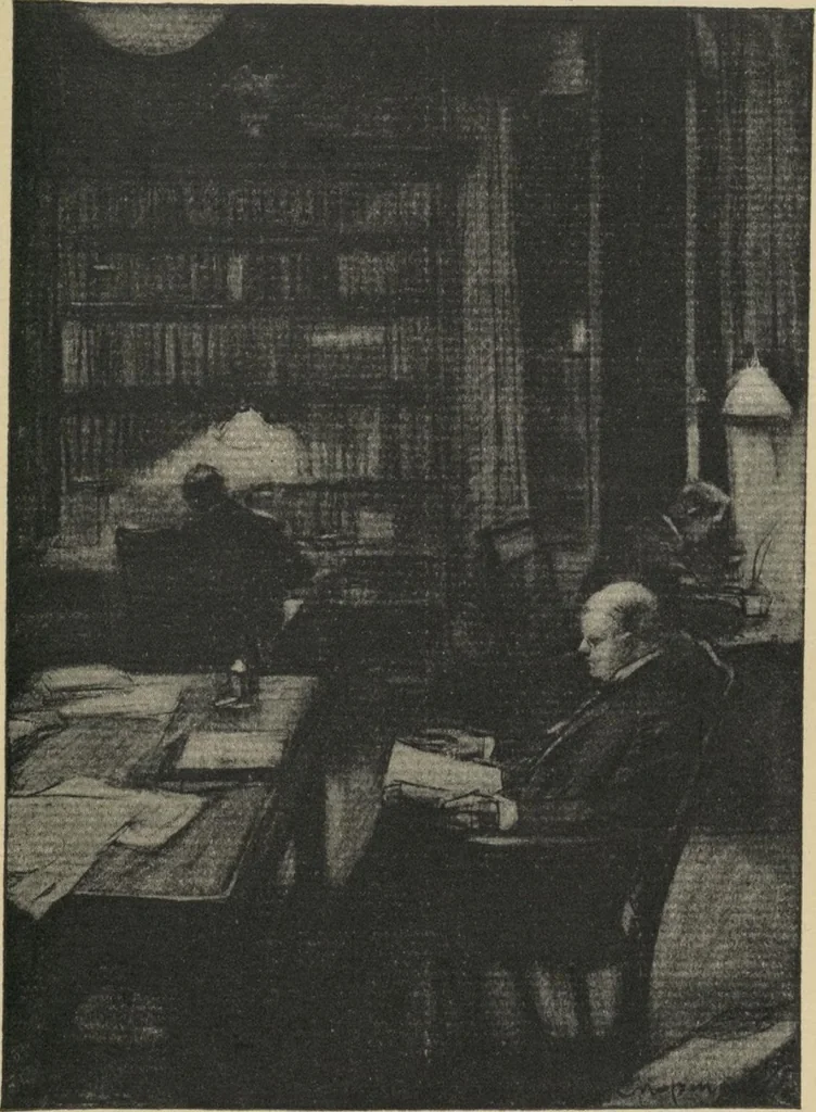 An illustration from The Salmagundi Club, being a history of its beginning as a sketch class, its public service as the Black and White Society, and its career as a club from 1871-1918, with illustrations [electronic resource], 1918, leaf 152