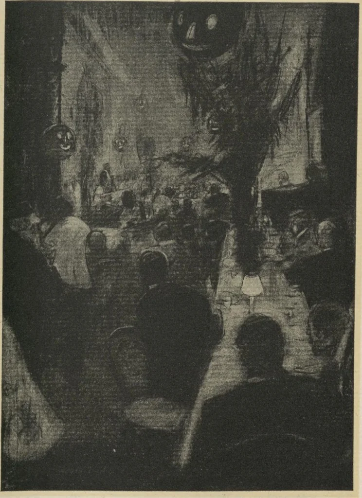 An illustration from The Salmagundi Club, being a history of its beginning as a sketch class, its public service as the Black and White Society, and its career as a club from 1871-1918, with illustrations [electronic resource], 1918, leaf 157