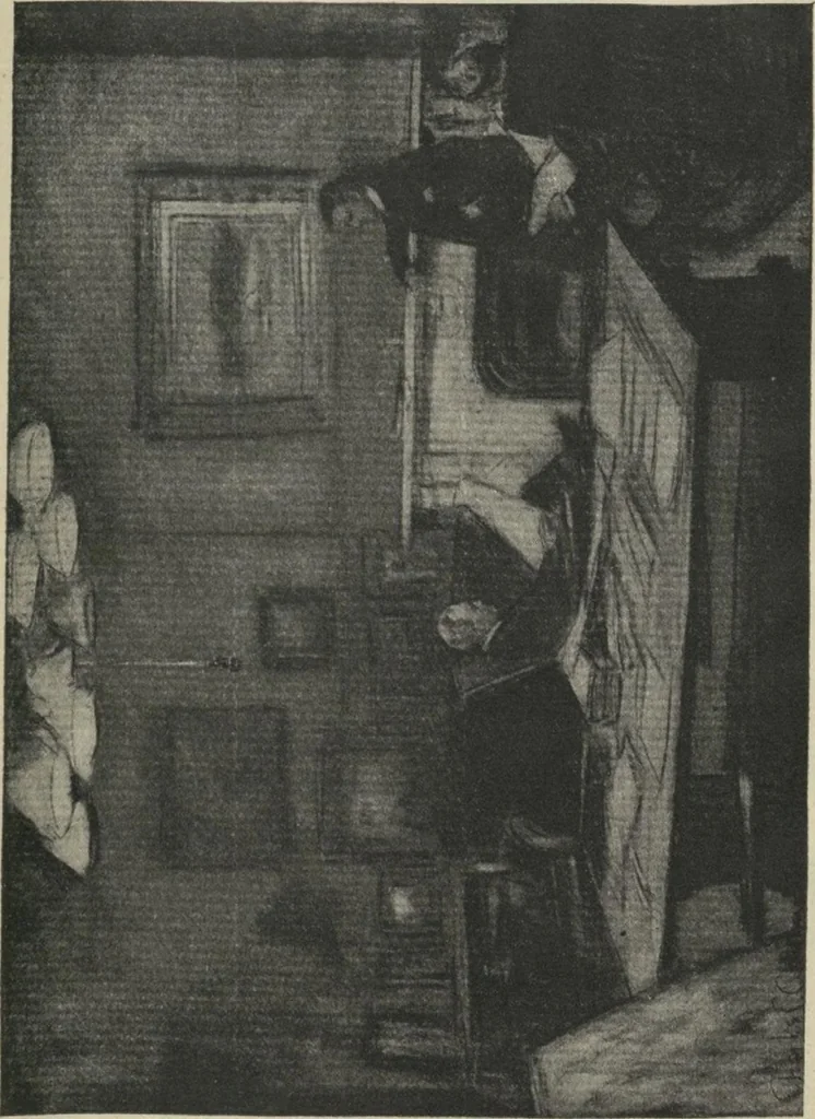 An illustration from The Salmagundi Club, being a history of its beginning as a sketch class, its public service as the Black and White Society, and its career as a club from 1871-1918, with illustrations [electronic resource], 1918, leaf 162
