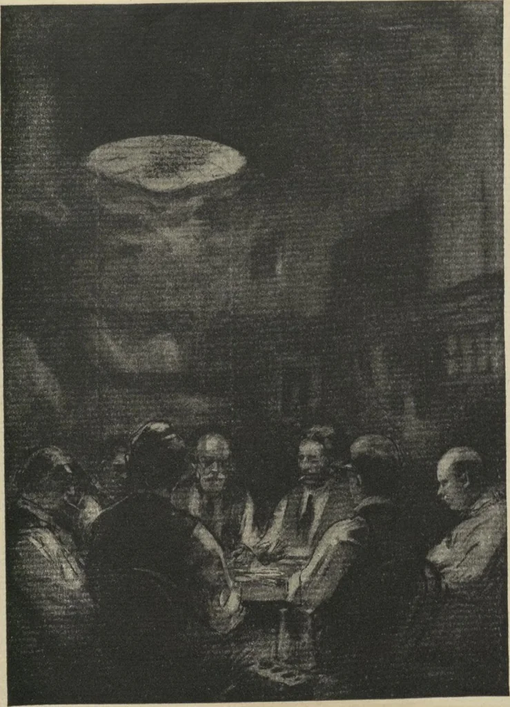 An illustration from The Salmagundi Club, being a history of its beginning as a sketch class, its public service as the Black and White Society, and its career as a club from 1871-1918, with illustrations [electronic resource], 1918, leaf 167