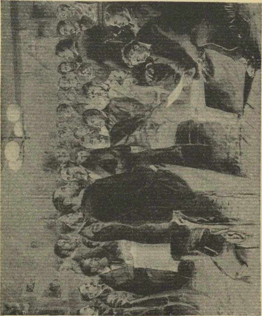 An illustration from The Salmagundi Club, being a history of its beginning as a sketch class, its public service as the Black and White Society, and its career as a club from 1871-1918, with illustrations [electronic resource], 1918, leaf 57