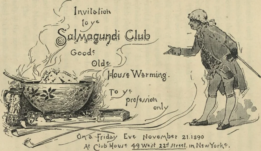 An illustration from The Salmagundi Club, being a history of its beginning as a sketch class, its public service as the Black and White Society, and its career as a club from 1871-1918, with illustrations [electronic resource], 1918, leaf 85