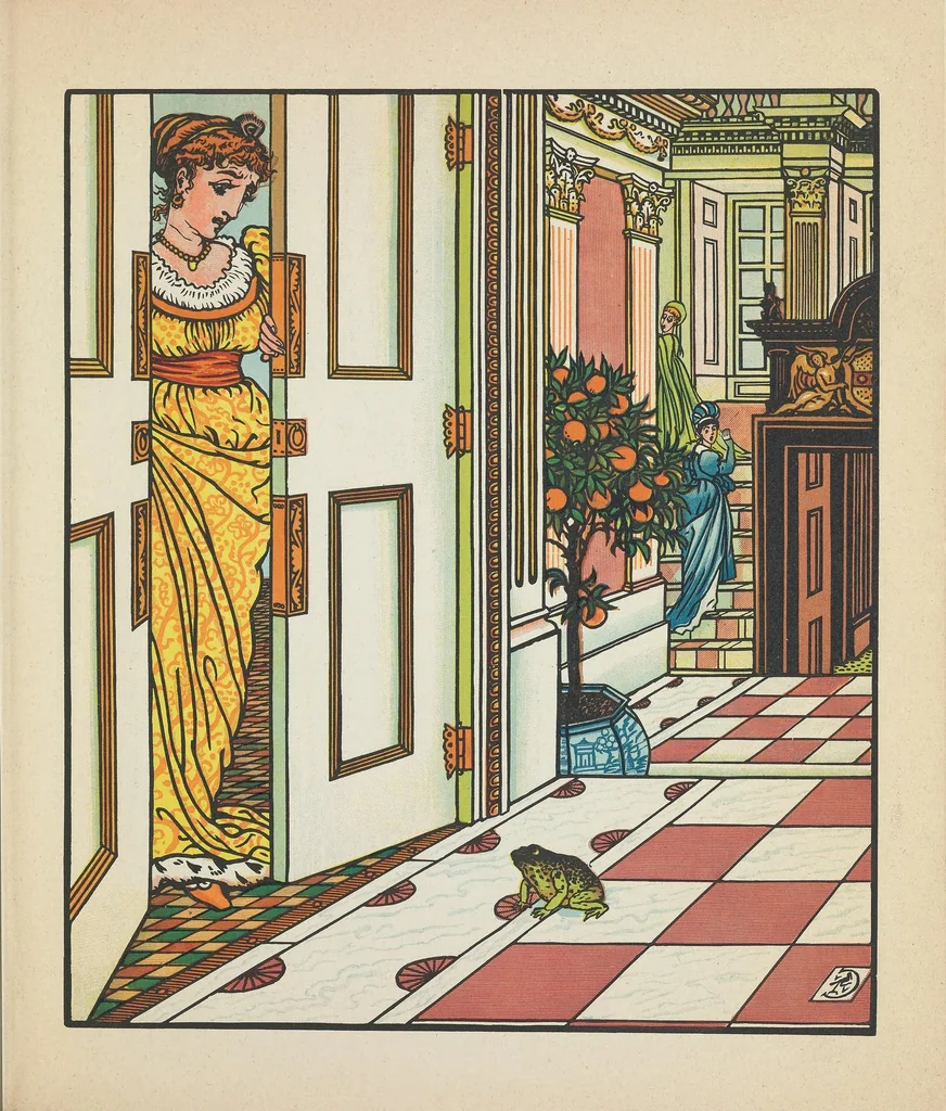 An illustration from The frog prince, 1874, leaf 7