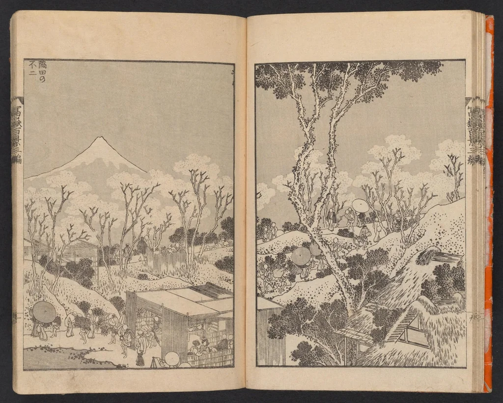 An illustration from Fugaku hyakkei, 1834, leaf 12