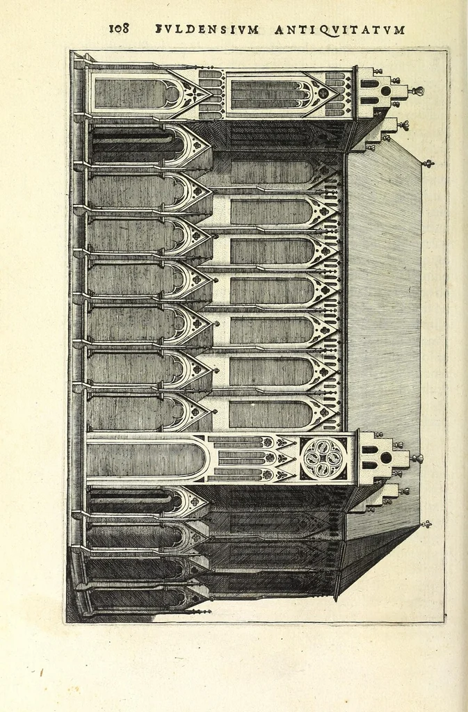 An illustration from Fuldensium antiquitatum libri IIII, 1612, leaf 126