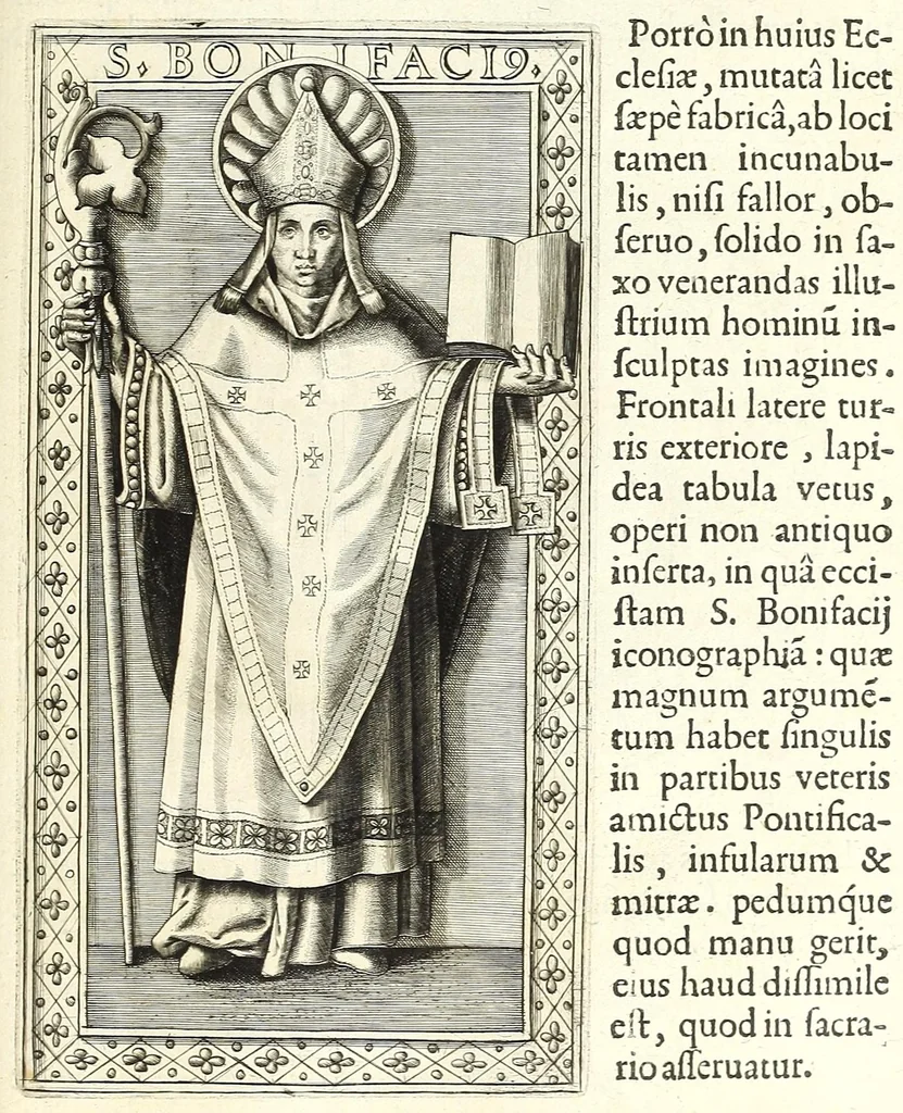 An illustration from Fuldensium antiquitatum libri IIII, 1612, leaf 181