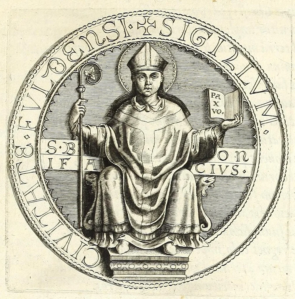 An illustration from Fuldensium antiquitatum libri IIII, 1612, leaf 183
