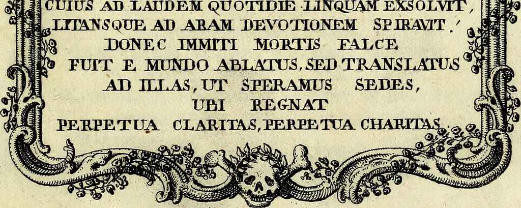 An illustration from Funeris solemnia in lugubri apparatu serenissimo ac eminentiss. DD. Ioanni Theodoro S.R.E. cardinali episcopo Frising, Ratisbon ... : parentata à sereniss. ac potentiss. principe Maximiliano Iosepho duce ac electore Bavariae &&. in templo elect. clericor. regul. theatinor, et ab ijsdem adornata, 1763, leaf 20