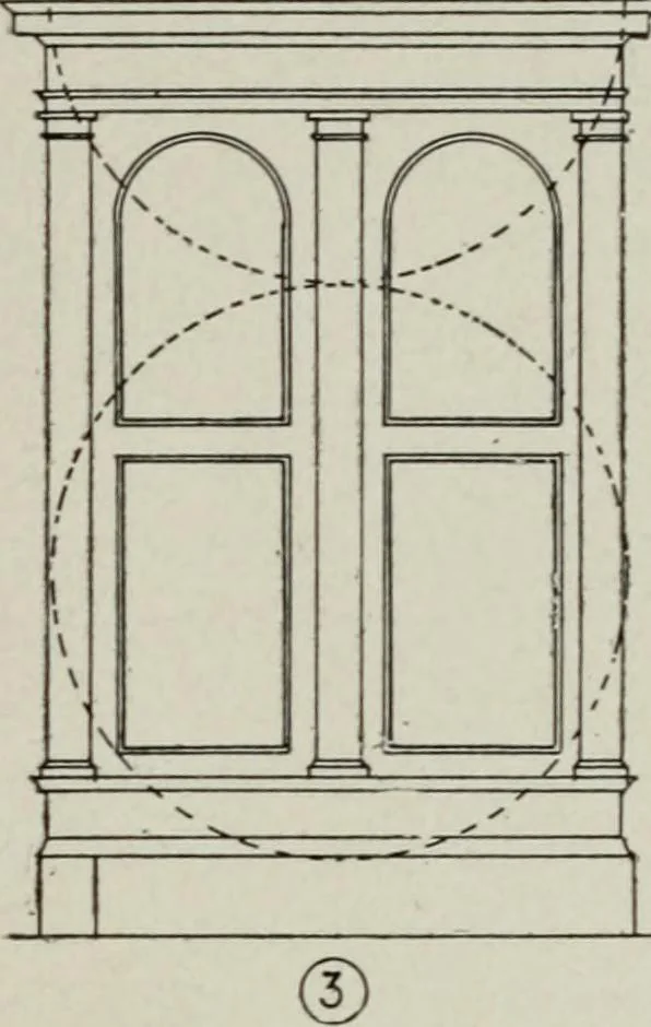An illustration from Furniture designing and draughting, notes on the elementary forms, methods of construction and dimensions of common articles of furniture, 1907, leaf 63
