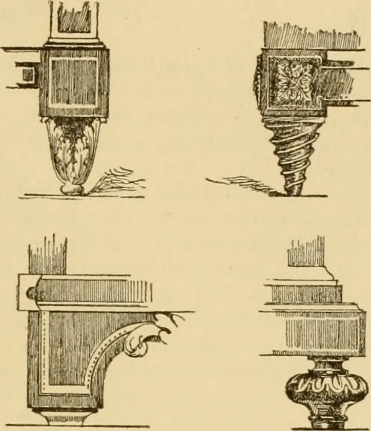 An illustration from Furniture designing and draughting, notes on the elementary forms, methods of construction and dimensions of common articles of furniture, 1914, leaf 128