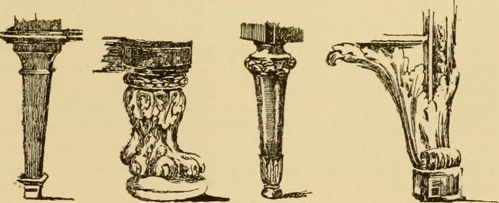 An illustration from Furniture designing and draughting, notes on the elementary forms, methods of construction and dimensions of common articles of furniture, 1914, leaf 128