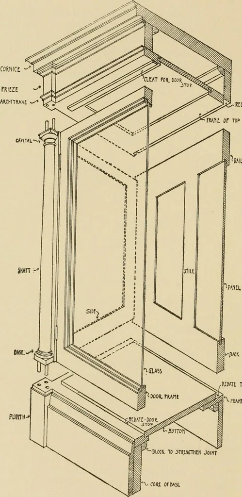 An illustration from Furniture designing and draughting, notes on the elementary forms, methods of construction and dimensions of common articles of furniture, 1914, leaf 69
