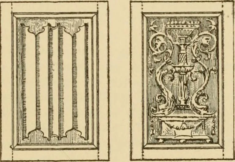 An illustration from Furniture designing and draughting, notes on the elementary forms, methods of construction and dimensions of common articles of furniture, 1914, leaf 74