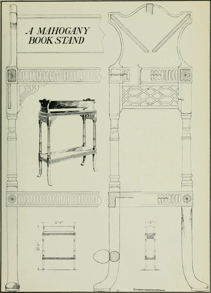 An illustration from Furniture for to-day and to-morrow, with details, scale drawings, and pen and ink sketches, 1900, leaf 11
