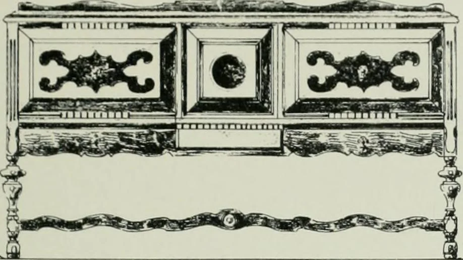 An illustration from Furniture for to-day and to-morrow, with details, scale drawings, and pen and ink sketches, 1900, leaf 117