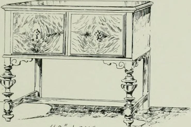 An illustration from Furniture for to-day and to-morrow, with details, scale drawings, and pen and ink sketches, 1900, leaf 119
