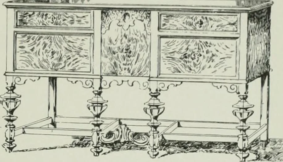 An illustration from Furniture for to-day and to-morrow, with details, scale drawings, and pen and ink sketches, 1900, leaf 119