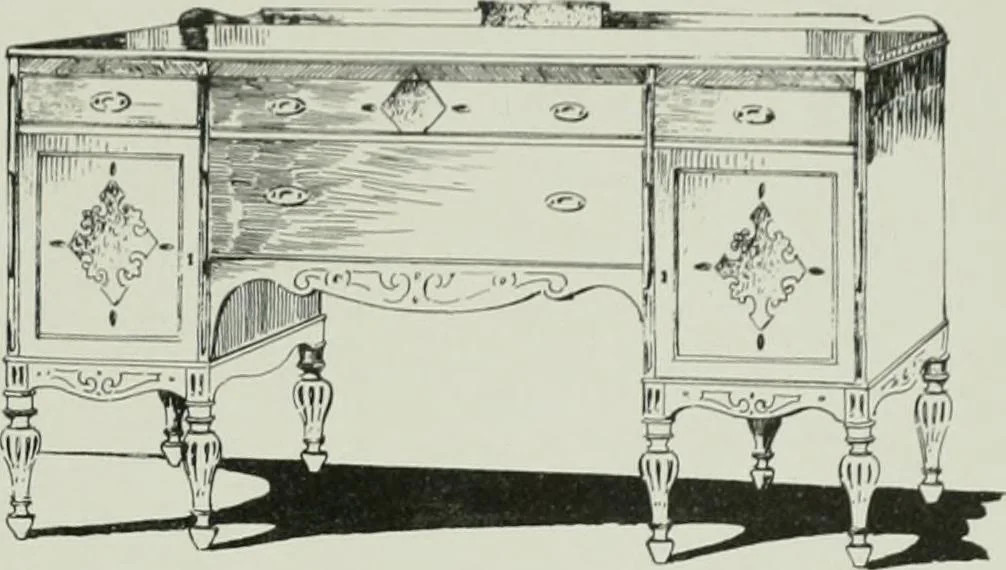 An illustration from Furniture for to-day and to-morrow, with details, scale drawings, and pen and ink sketches, 1900, leaf 123
