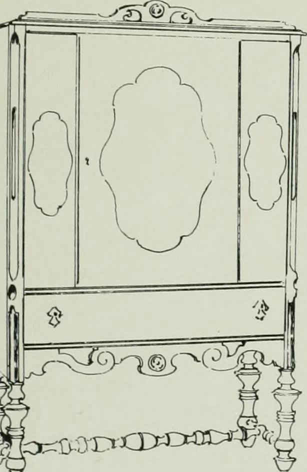An illustration from Furniture for to-day and to-morrow, with details, scale drawings, and pen and ink sketches, 1900, leaf 125