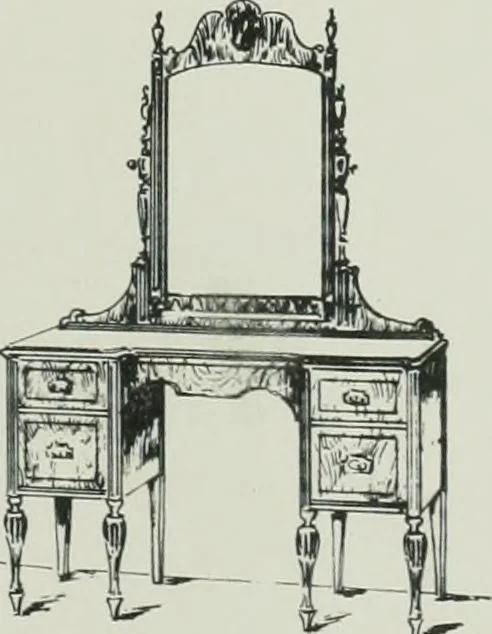An illustration from Furniture for to-day and to-morrow, with details, scale drawings, and pen and ink sketches, 1900, leaf 131