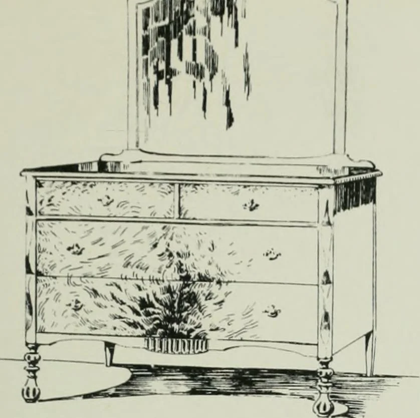 An illustration from Furniture for to-day and to-morrow, with details, scale drawings, and pen and ink sketches, 1900, leaf 133