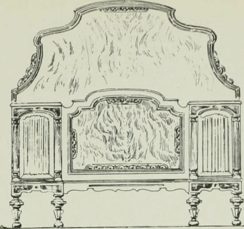 An illustration from Furniture for to-day and to-morrow, with details, scale drawings, and pen and ink sketches, 1900, leaf 135