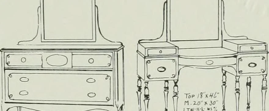 An illustration from Furniture for to-day and to-morrow, with details, scale drawings, and pen and ink sketches, 1900, leaf 137