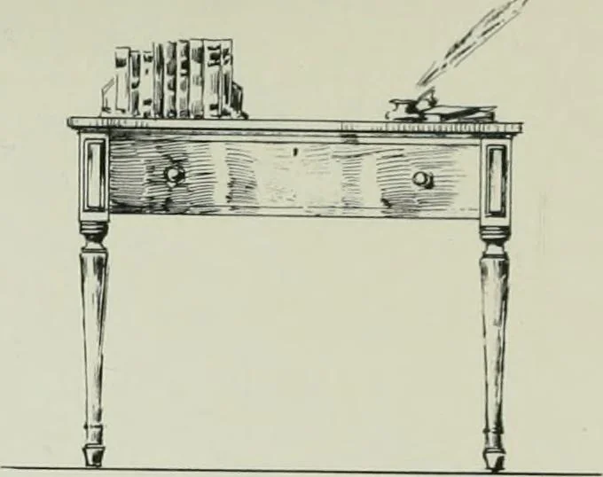 An illustration from Furniture for to-day and to-morrow, with details, scale drawings, and pen and ink sketches, 1900, leaf 143