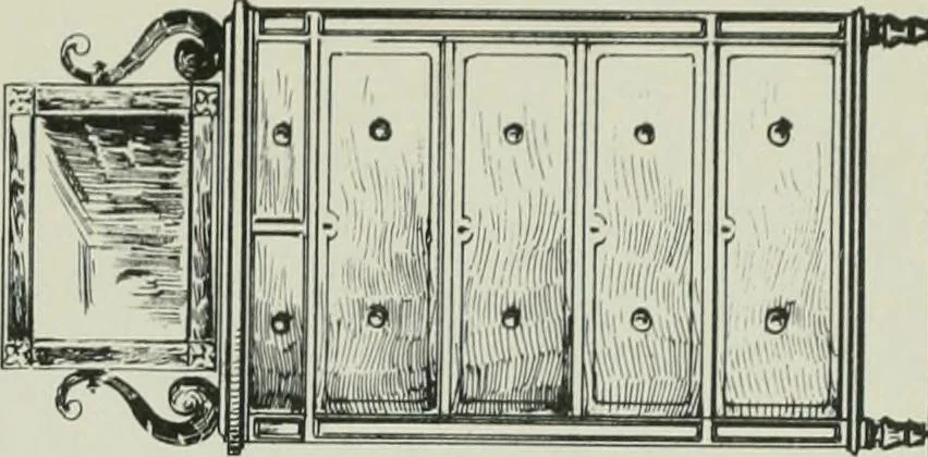 An illustration from Furniture for to-day and to-morrow, with details, scale drawings, and pen and ink sketches, 1900, leaf 143