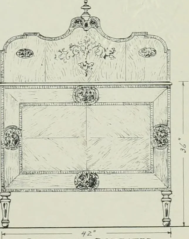 An illustration from Furniture for to-day and to-morrow, with details, scale drawings, and pen and ink sketches, 1900, leaf 149