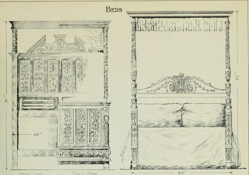 An illustration from Furniture for to-day and to-morrow, with details, scale drawings, and pen and ink sketches, 1900, leaf 151