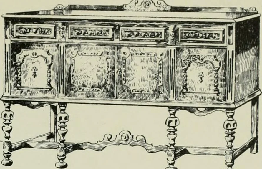 An illustration from Furniture for to-day and to-morrow, with details, scale drawings, and pen and ink sketches, 1900, leaf 157