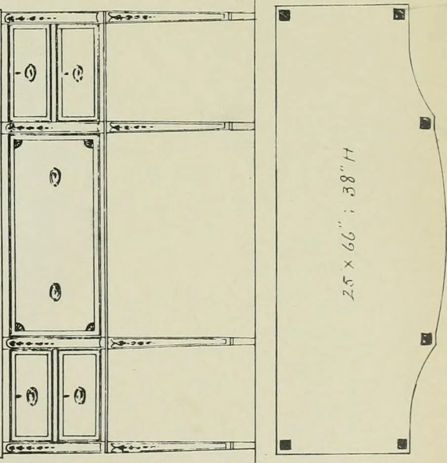 An illustration from Furniture for to-day and to-morrow, with details, scale drawings, and pen and ink sketches, 1900, leaf 163