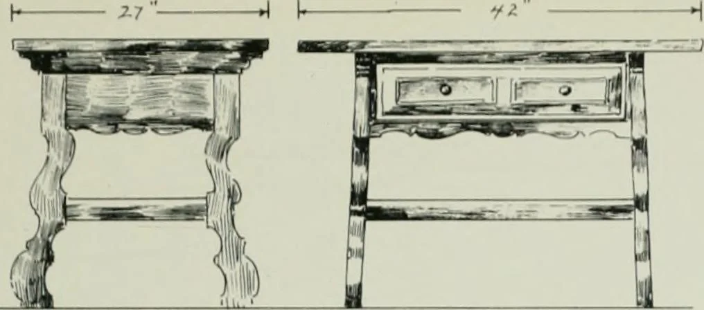An illustration from Furniture for to-day and to-morrow, with details, scale drawings, and pen and ink sketches, 1900, leaf 27