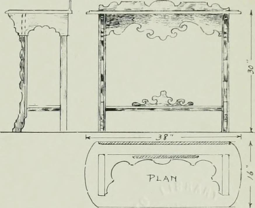 An illustration from Furniture for to-day and to-morrow, with details, scale drawings, and pen and ink sketches, 1900, leaf 27