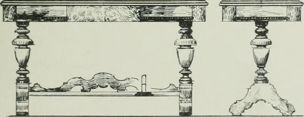 An illustration from Furniture for to-day and to-morrow, with details, scale drawings, and pen and ink sketches, 1900, leaf 27