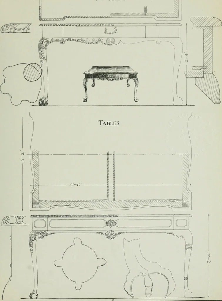 An illustration from Furniture for to-day and to-morrow, with details, scale drawings, and pen and ink sketches, 1900, leaf 29
