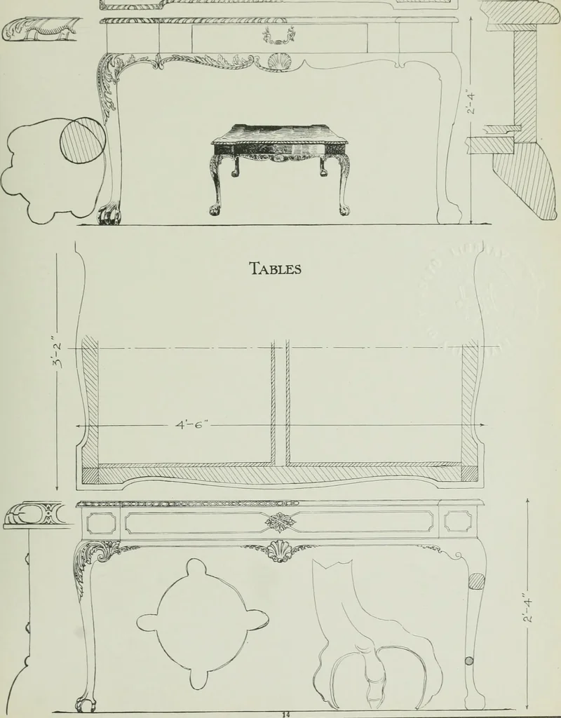 An illustration from Furniture for to-day and to-morrow, with details, scale drawings, and pen and ink sketches, 1900, leaf 31