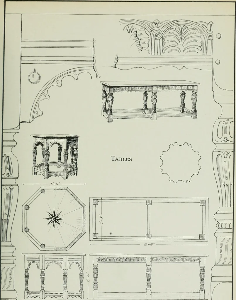 An illustration from Furniture for to-day and to-morrow, with details, scale drawings, and pen and ink sketches, 1900, leaf 37