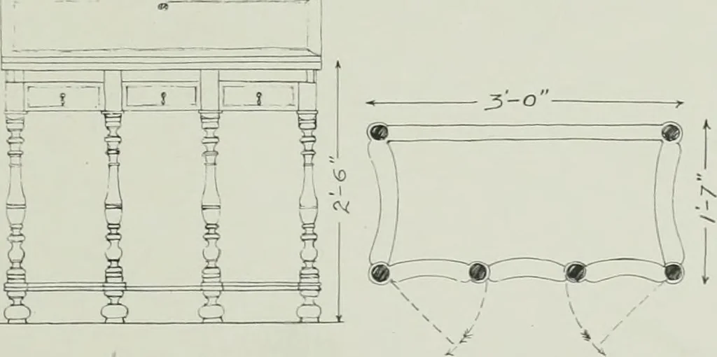 An illustration from Furniture for to-day and to-morrow, with details, scale drawings, and pen and ink sketches, 1900, leaf 41
